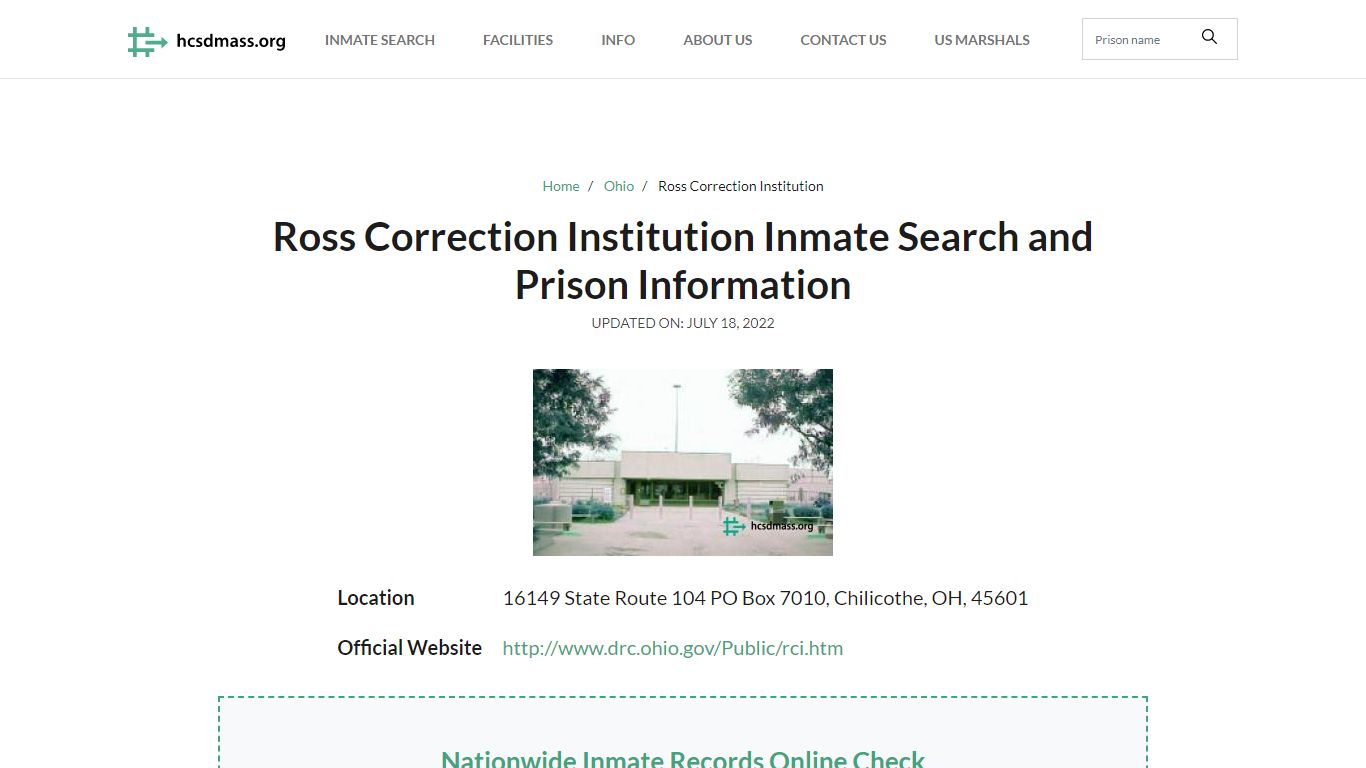 Ross Correction Institution Inmate Search, Visitation ...